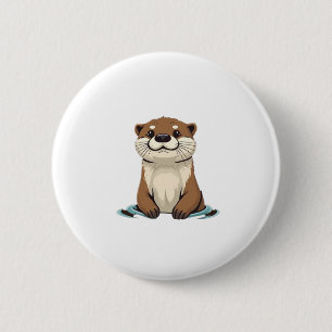 Charmante Cartoon Otter Ronde Button 5,7 Cm