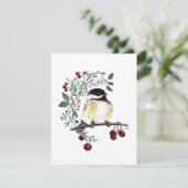 Charmante Chickadee Waterverf Note Kaart (Staand voorkant)