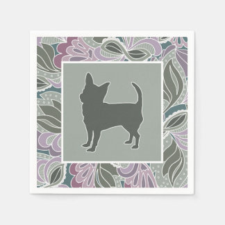 Charmante Chihuahua in Sage Blush Garden Patroon, Servetten