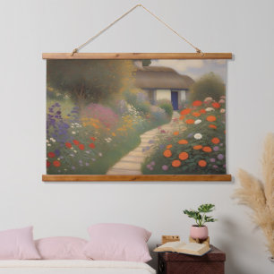 Charmante Cottage Landscape Olieverfschilderij Hangend Wandkleed