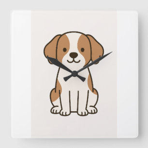 Charmante Dog Wall Clock - grillige uurwerk voor Vierkante Klok