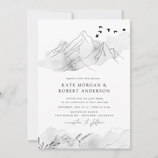 Charmante elegante landschap bruiloft uitnodiging (Voorkant)