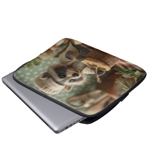 Charmante en Schattigee Raccoon Chef Roeren Een Bo Laptop Sleeve (Voorkant onderkant)
