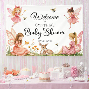 Charmante feeën Woodland Deer Baby shower Welkom Spandoek