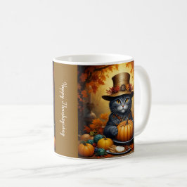 Charmante feestelijke Thanksgiving Cat in Disguise Koffiemok