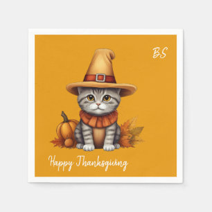 Charmante feestelijke Thanksgiving Cat in Disguise Servet