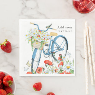 Charmante Fiets Bloemen Natuur Servet