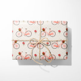 Charmante fietsen en bloemen cadeaupapier