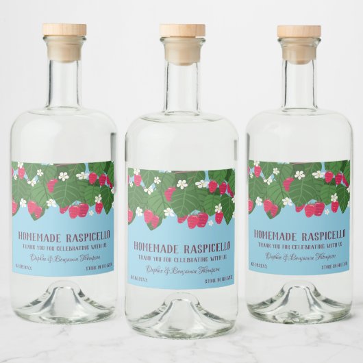 Charmante Floral Raspberry Liqueur Dank u Likeurfles Etiket (Flessen)