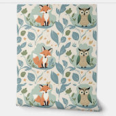 Charmante Forest Friends Fox & Uil Peel en Stick Behang (Afrollen)