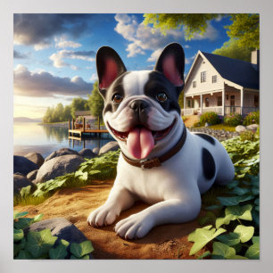 Charmante Franse Bulldog op het platteland Poster