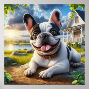 Charmante Franse Bulldog op het platteland Poster