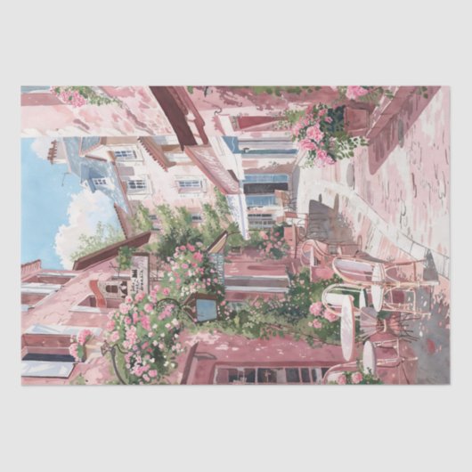 Charmante Franse Café Alleyway Tissuepapier (Voorkant)