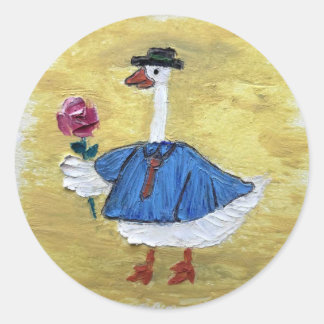 Charmante Gans met Roos sticker Originele kunst