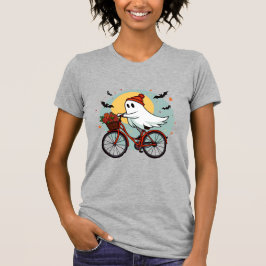Charmante geest op de fiets Halloween Design met F T-shirt