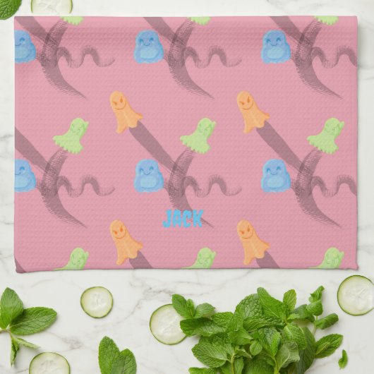 Charmante geesten, aanpasbaar, op roze theedoek (Gevouwen)