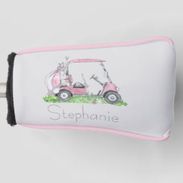 Charmante gepersonaliseerde roze golfkar golfheadcover