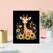 Charmante Giraffe Entourée De Fleurs Longues Manch (Mariage)