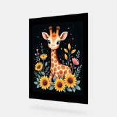 Charmante Giraffe Entourée De Fleurs Longues Manch (Angle)