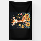 Charmante Giraffe omgeven door bloemen met lange m Spandoek (Verticaal)