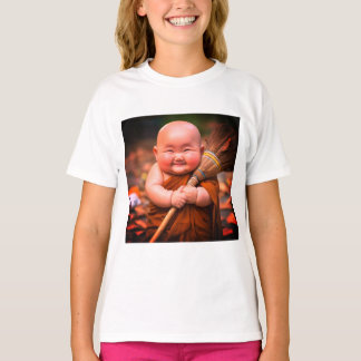 Charmante glimlach van mini monniken t-shirt