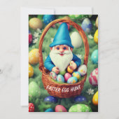 Charmante Gnome & Basket Easter Egg Hunt Kaart (Voorkant)