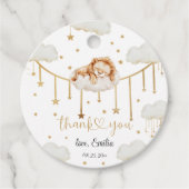 Charmante gouden sterrenhemel slapende leeuw bedankjes labels (Voorkant)