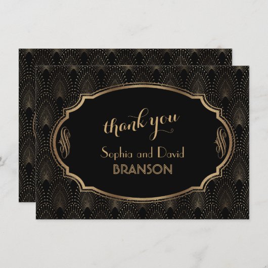 Charmante Grande Gatsby Art Déco MERCI Mariage (Devant / Derrière)