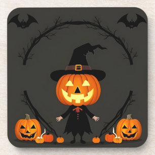 Charmante Halloween-scène met pompoen Bier Onderzetter