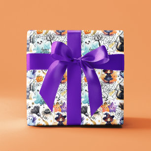 Charmante Halloween Wrapping Papier Sinaasappel - Inpakpapier Vel