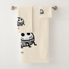 Charmante hand-getrokken kever illustratie bad handdoek