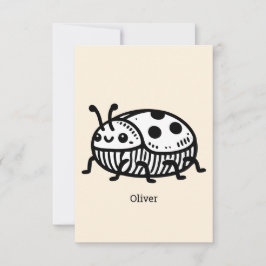 Charmante hand-getrokken kever illustratie bedankkaart