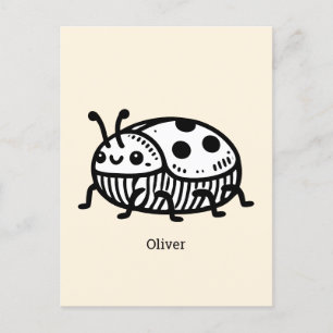 Charmante hand-getrokken kever illustratie briefkaart