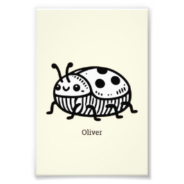 Charmante hand-getrokken kever illustratie foto afdruk