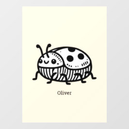 Charmante hand-getrokken kever illustratie raamsticker