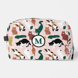 Charmante handgetekende katten op roze achtergrond toilettasje