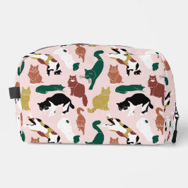 Charmante handgetekende katten op roze achtergrond toilettasje