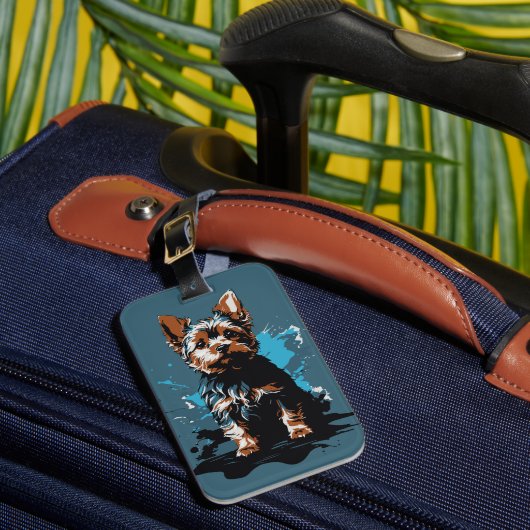 Charmante highlighting een Yorkshire Terrier Bagagelabel (Voorkant Insitu 1)