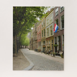 Charmante Hollandse Straat Vreemd Leiden Nederland Legpuzzel
