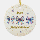 Charmante iriserende bogen jaaraccent keramisch ornament (Voorkant)