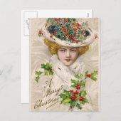 Charmante kerst dame feestdagenkaart (Voorkant / Achterkant)