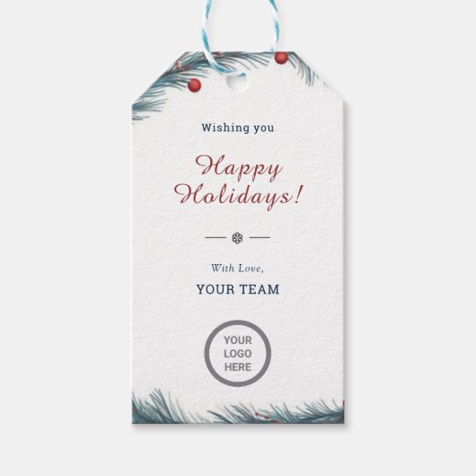 Charmante kerst dennengroen Logo branded Cadeaulabel (Voorkant)