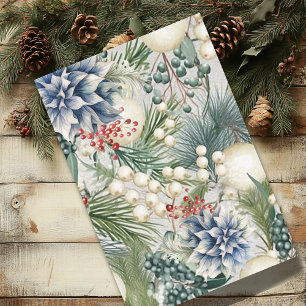 Charmante kerst ivoor Ornamenten blauw rood Tissuepapier