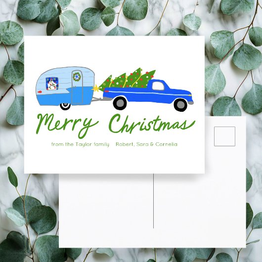 Charmante Kerstcamper Trailer Retro RV Briefkaart