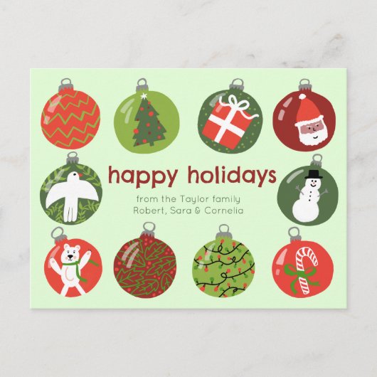 Charmante Kerstversieringen  Xmas CUSTOM Briefkaart (Voorkant)