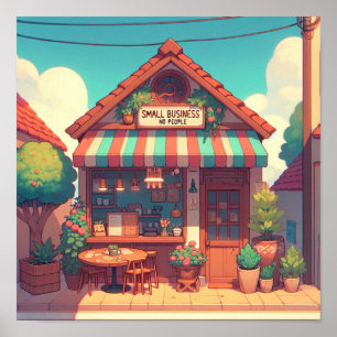 Charmante kleine zakelijke anime kunst poster