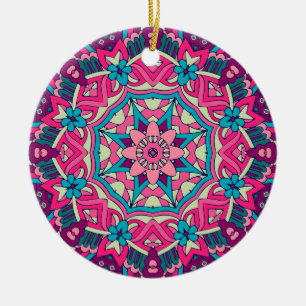 Charmante kleurrijke mandala naadloze patroon crèm keramisch ornament