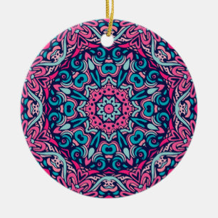 Charmante kleurrijke mandala naadloze patroon crèm keramisch ornament
