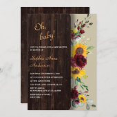 Charmante Koninklijke Bourgondië Zonnebloem Bruids Kaart (Voorkant / Achterkant)