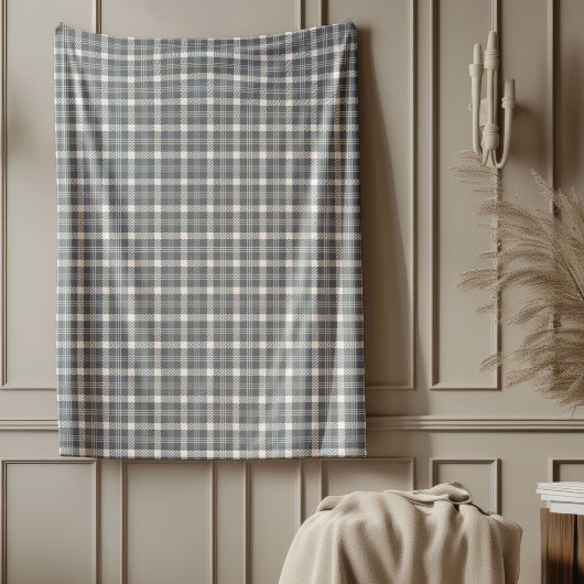 Charmante Koraal en Grijze Deken met Plaid Design